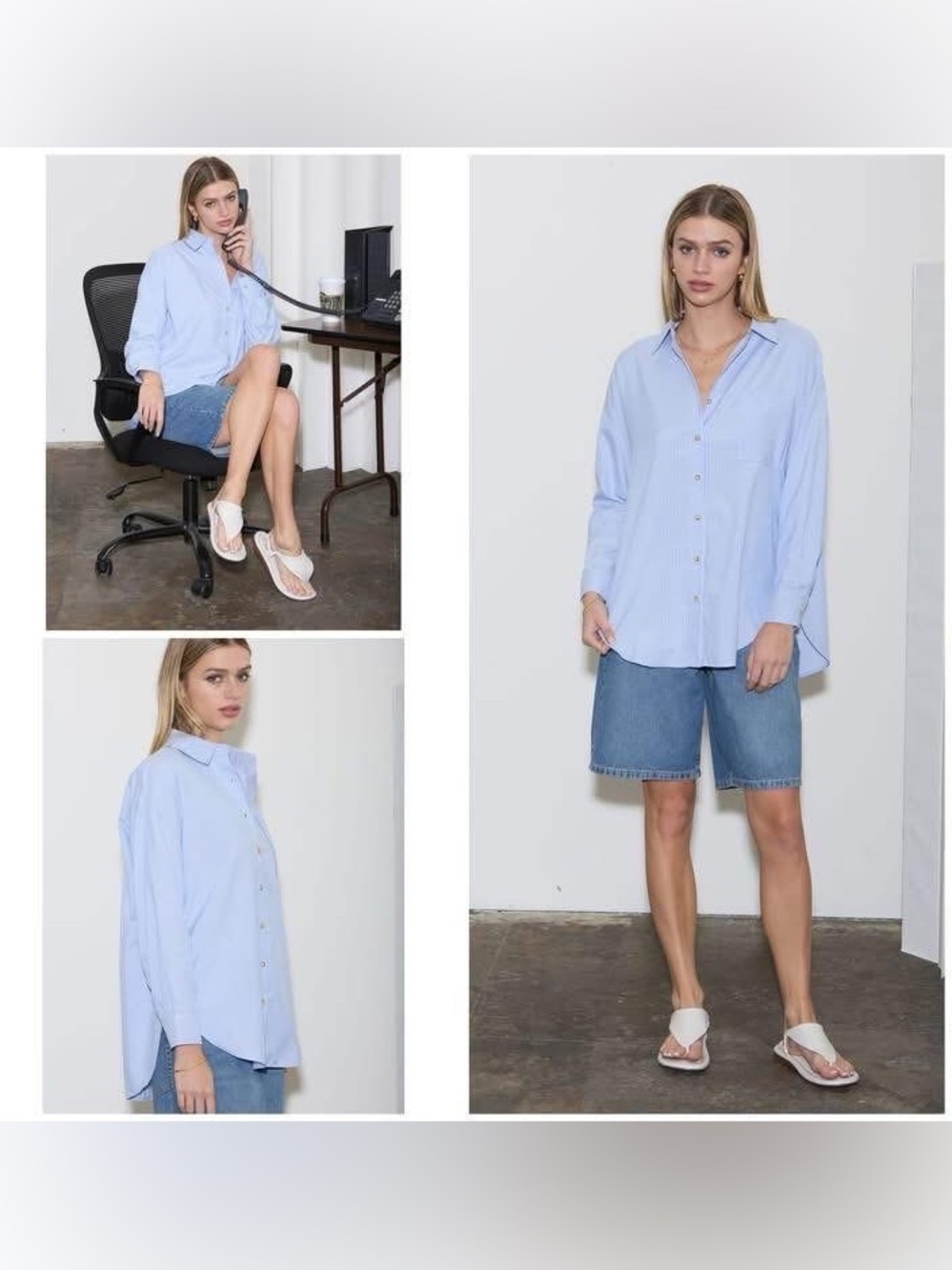 Light Blue Pinstripe Button-Down Shirt - Picture 2 of 2